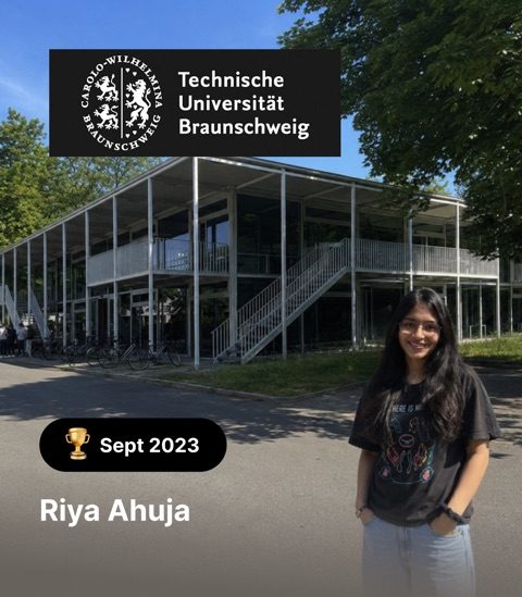 Riya Ahuja – TU Braunschweig, Sept 2023